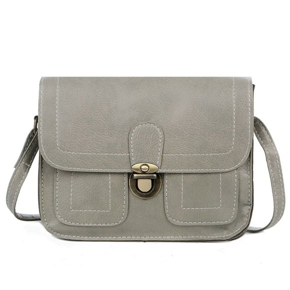 Handbags - Gray Leather Crossbody Bag